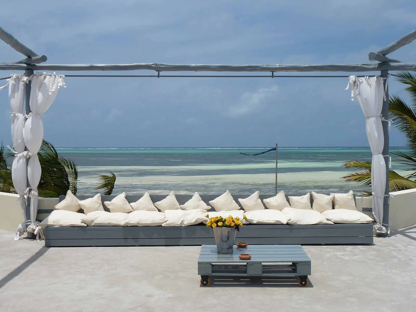 Oceanfront terrace in the tropics